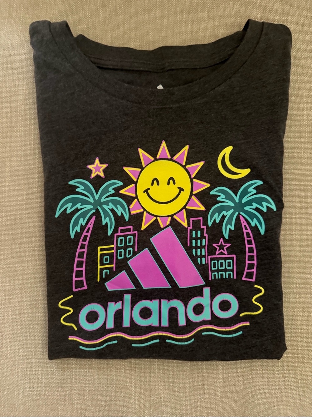 Adidas Women’s’ Orlando Graphic Tee - Black with Neon Print XL
